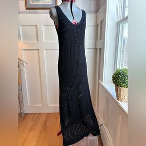 Crochet Chic Black Knit Maxi Dress Size Medium